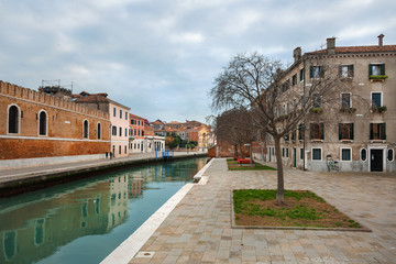 Canal and historic buildings in Venice, Italy