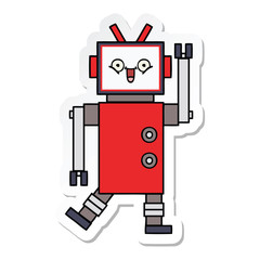 sticker of a cute cartoon happy robot