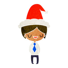 christmas retro cartoon of kawaii boy