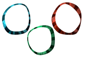 Three empty frames white isolated individual elements, grunge objects, classic design © Julia