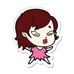 sticker of a cute cartoon vampire girl