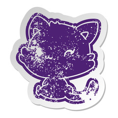 distressed old sticker of cute kawaii kitten