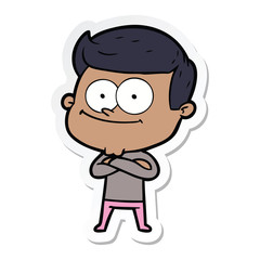 sticker of a cartoon happy man