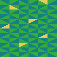 Green and yellow triangles as vibrant geometric design. Seamless vector pattern with bright modern vibe. Great for Great for wellbeing products, packaging, giftwrap,fabric, stationery