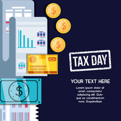 tax day with voucher and set icons