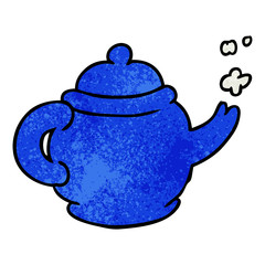 textured cartoon doodle of a blue tea pot