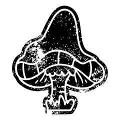 grunge icon drawing of a single mushroom
