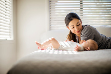 Mother spending time with her baby.