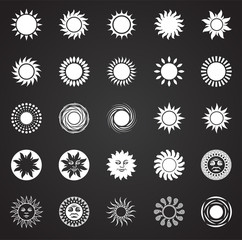 Sun icons set on black background for graphic and web design, Modern simple vector sign. Internet concept. Trendy symbol for website design web button or mobile app