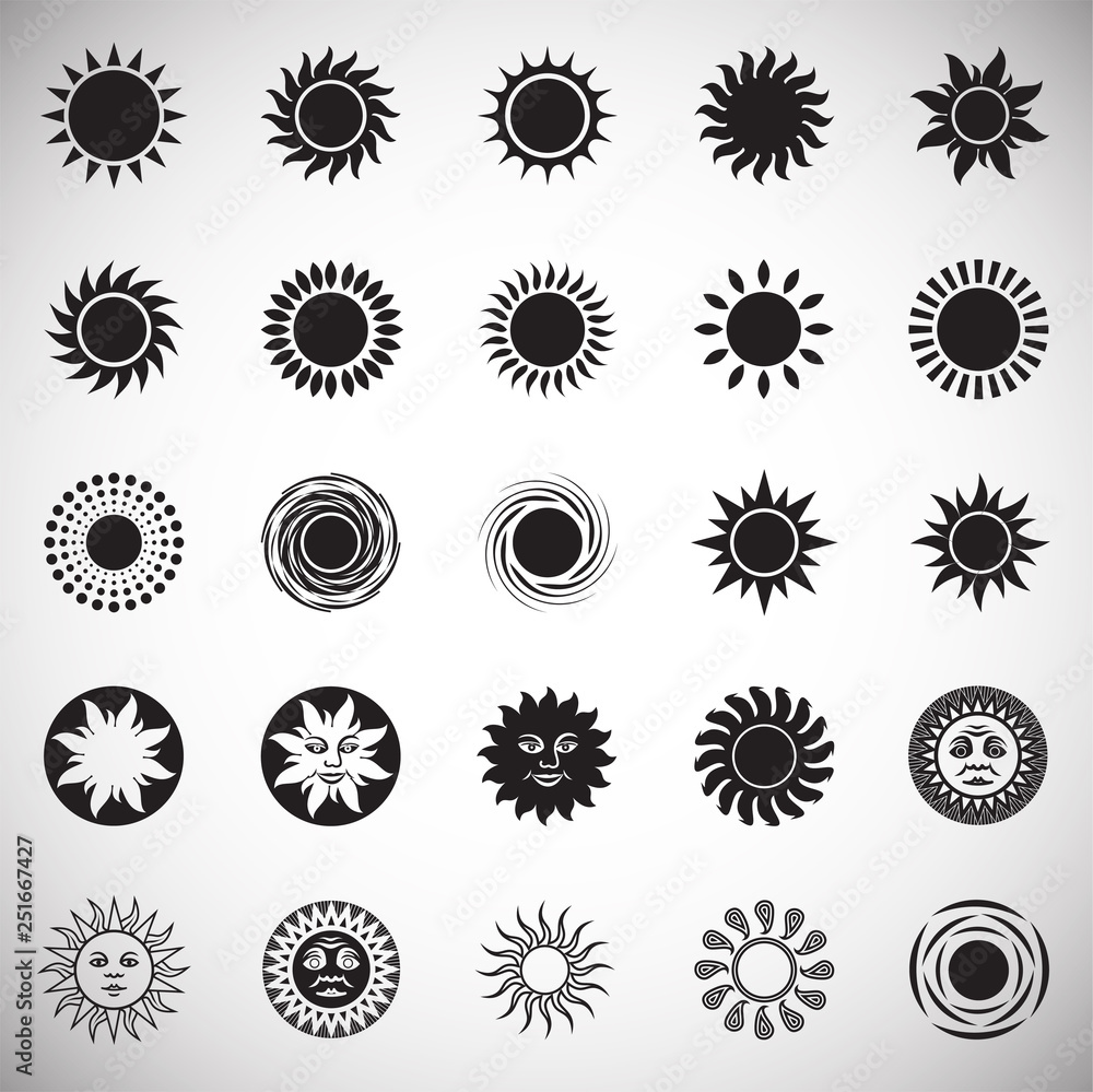 Poster sun icons set on white background for graphic and web design, modern simple vector sign. internet co