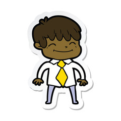 sticker of a cartoon happy boy