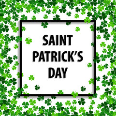 Saint Patrick's day vector frame with green shamrock