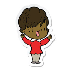 sticker of a cartoon woman talking