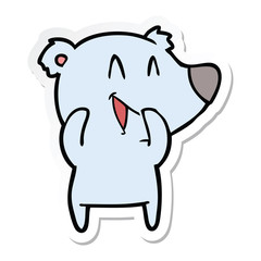 sticker of a laughing bear cartoon