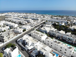 Aerial photo of the beautiful Lanzarote in Spain one of the Canary islands.