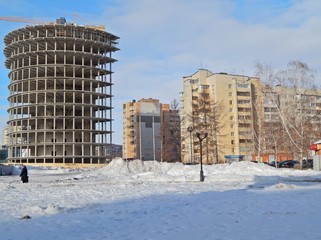Round building under construction