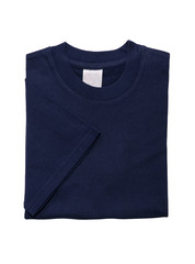 folded t shirt blue isolated on white background