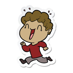 sticker of a cartoon happy man