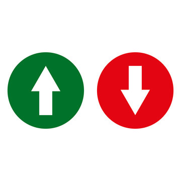 Modern up-down arrow graphics on white (circle version)