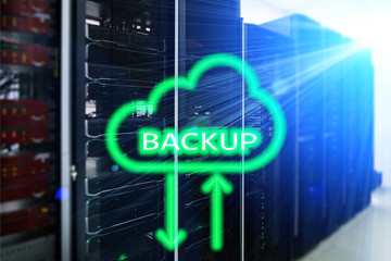 Backup System Recovery Technology Concept on modern server room background