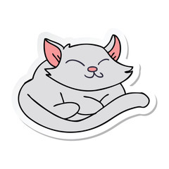 sticker of a quirky hand drawn cartoon cat