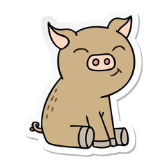 sticker of a quirky hand drawn cartoon pig