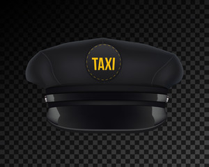 Creative vector illustration of taxi driver cap with visor isolated on transparent background. Art design template. Abstract concept graphic element