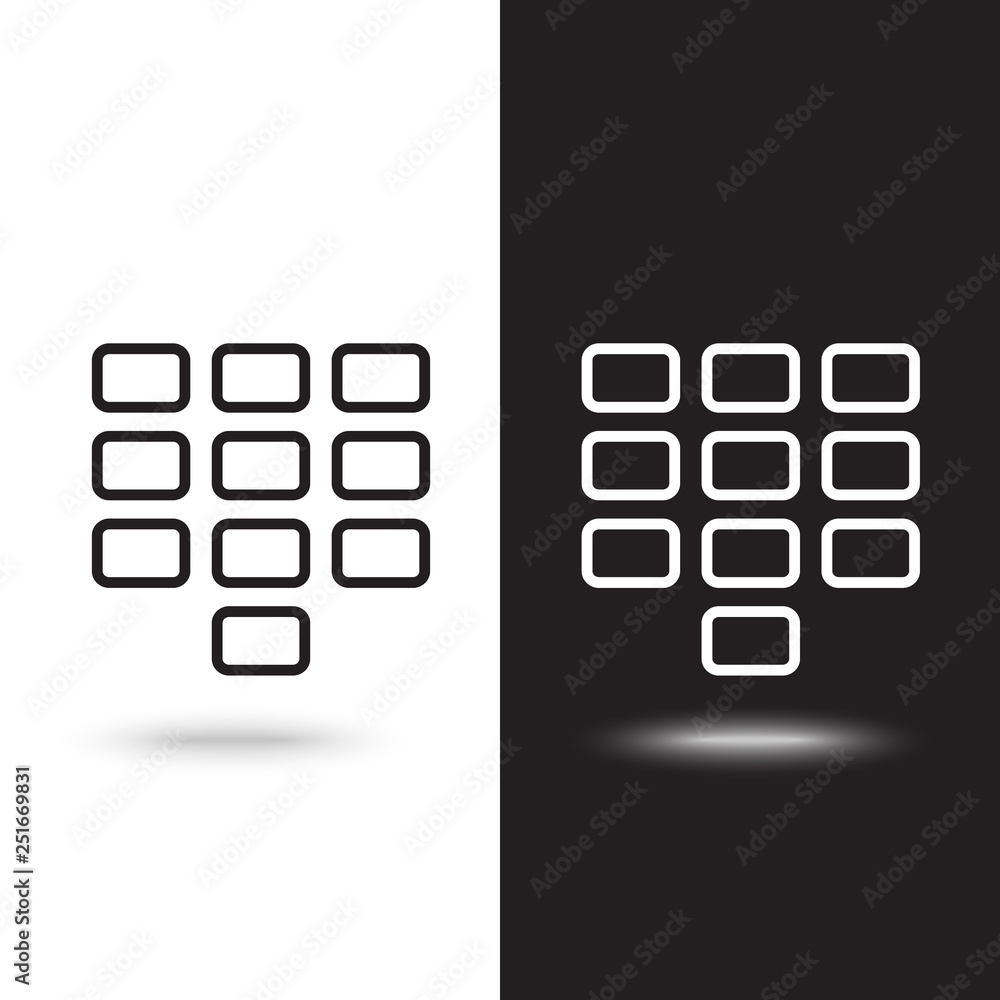 Aufkleber keyboard isolated flat web mobile icon vector sign symbol button element silhouette on black and whi