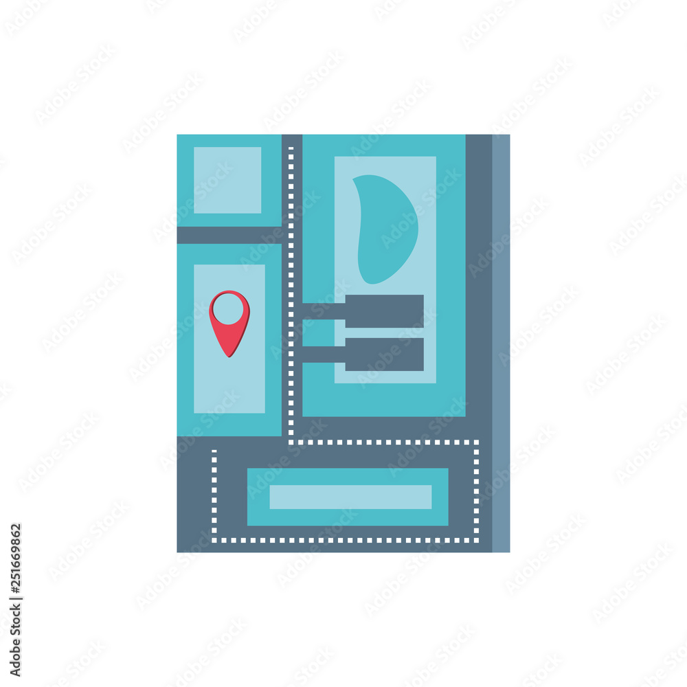Poster paper map guide with pin location