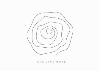 Rose flower one line drawing, vector illustration.