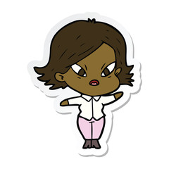 sticker of a cartoon stressed woman