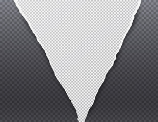 Torn squared white paper is on black background with space for text. Vector illustration