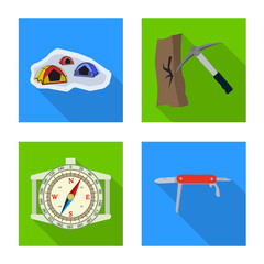 Isolated object of mountaineering and peak logo. Set of mountaineering and camp stock vector illustration.
