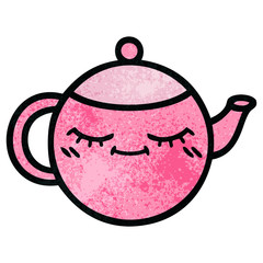 retro grunge texture cartoon teapot