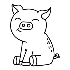 quirky line drawing cartoon pig