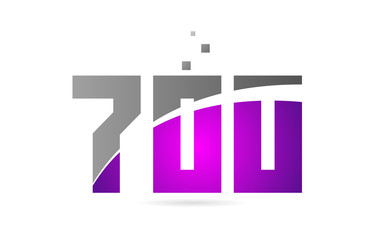 pink grey number 700 for logo icon design