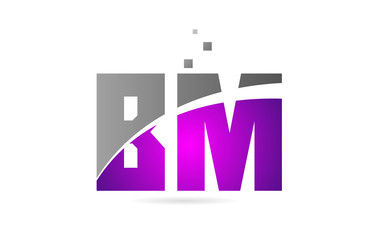 pink grey alphabet letter combination BM B M for logo icon design
