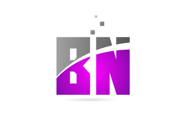 pink grey alphabet letter combination BN B N for logo icon design