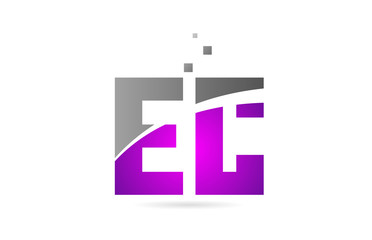 pink grey alphabet letter combination EC E C for logo icon design