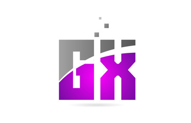 pink grey alphabet letter combination GX G X for logo icon design