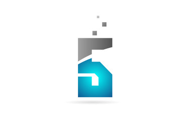 blue grey number 5 for logo icon design