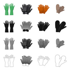 Isolated object of glove and winter symbol. Set of glove and equipment stock vector illustration.
