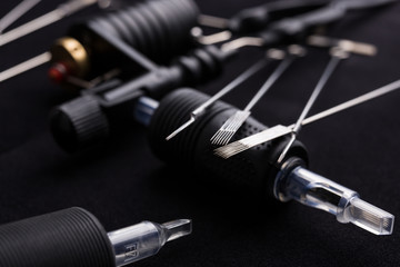 Tattoo machine with a needles and parts