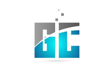 blue grey alphabet letter combination GC G C for logo icon design