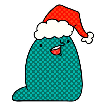 christmas cartoon of kawaii slug