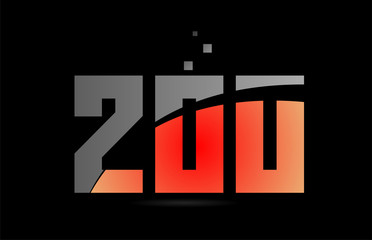 orange grey on black background number 200 for logo icon design