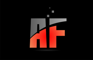 orange grey on black background alphabet letter combination AF A F for logo icon design