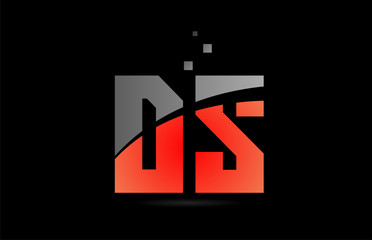 orange grey on black background alphabet letter combination DS D S for logo icon design