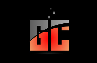 Obraz premium orange grey on black background alphabet letter combination GC G C for logo icon design