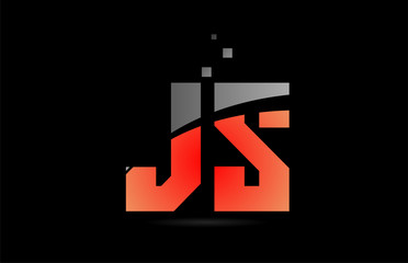 orange grey on black background alphabet letter combination JS J S for logo icon design